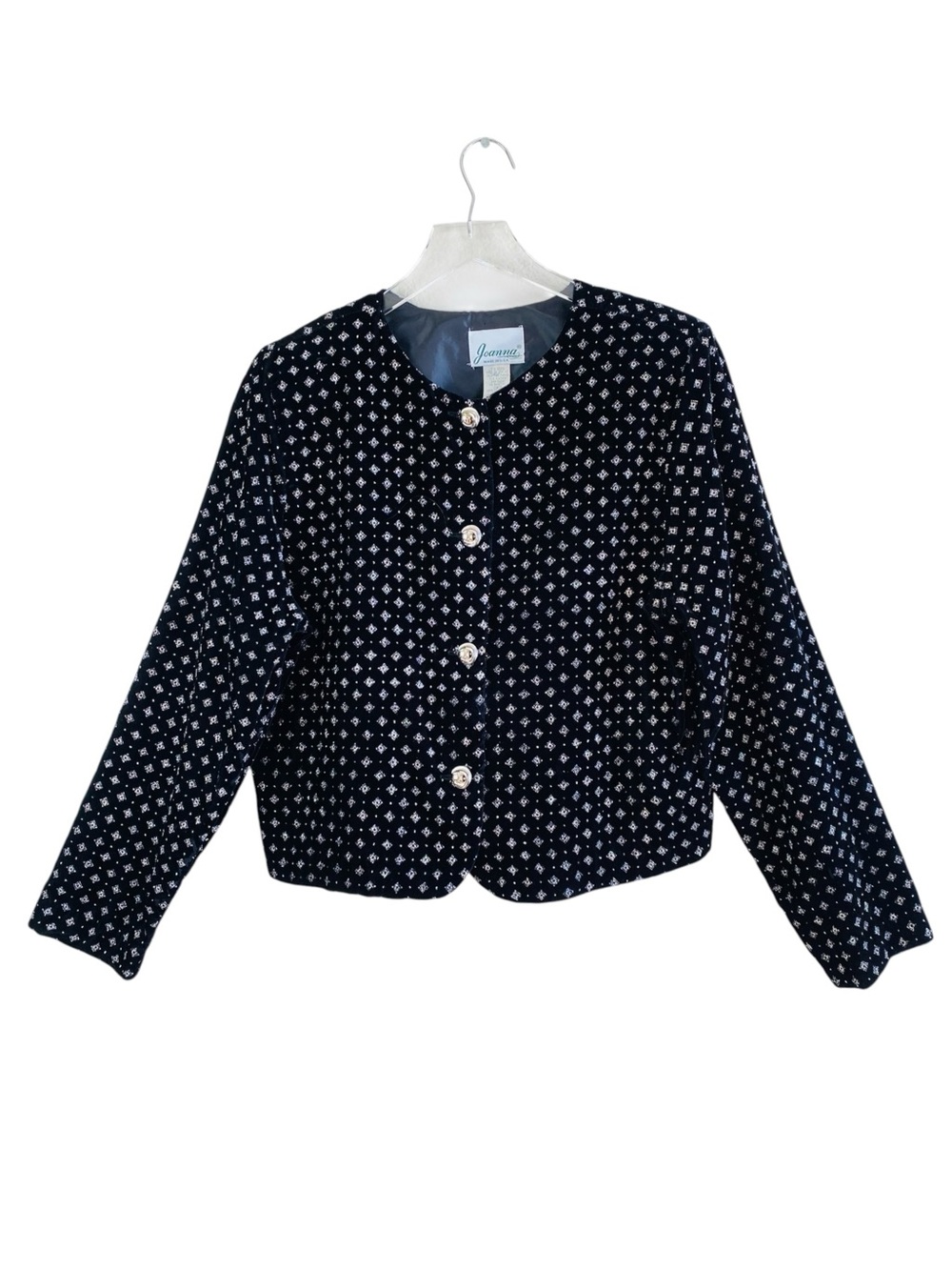Joanna Velvet Geometry Metallic Pattern Button Up Jacket Size L